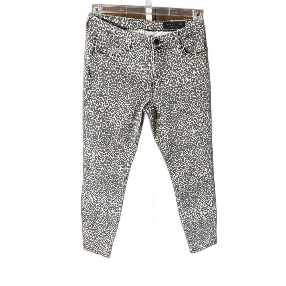 All Saints Grace Leopard Print Skinny Ankle jeans Sz 28 MSRP $140